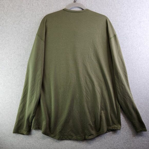 BYLT Shirt Mens XXL Green Drop Cut Henley Tee Grunge Workout Gym Muscle - Picture 3 of 10